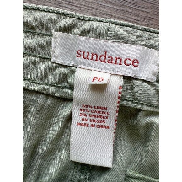 Sundance Women's 6P Linen Blend Cargo Pants Green Slouchy Relaxed - Picture 3 of 5
